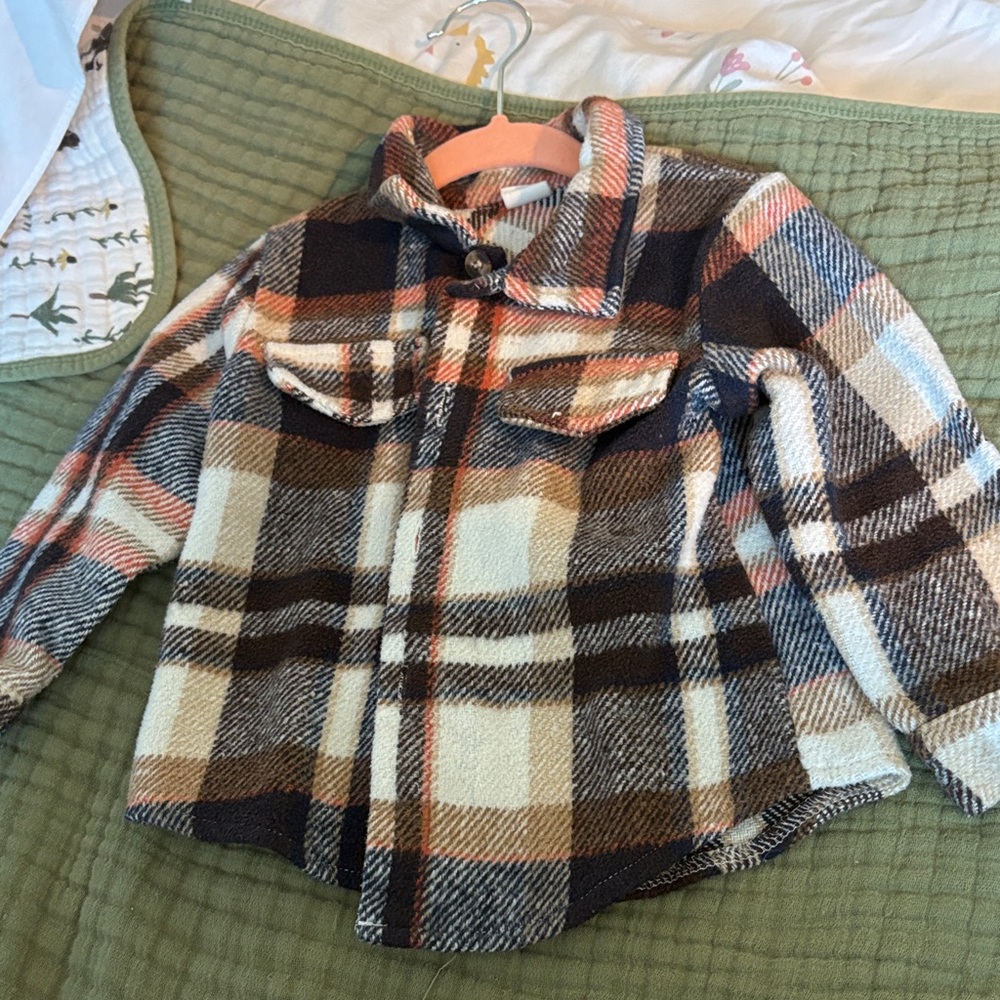 Plaid Kids Shirt - Brown and Cream